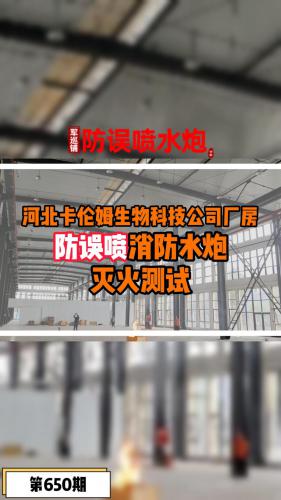 河北卡伦姆生物科技厂房消防水炮灭火测试